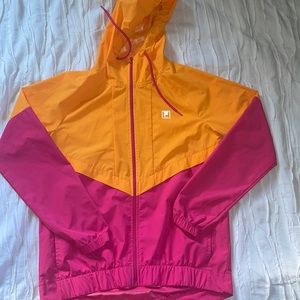 Orange and pink Fila rain jacket size small